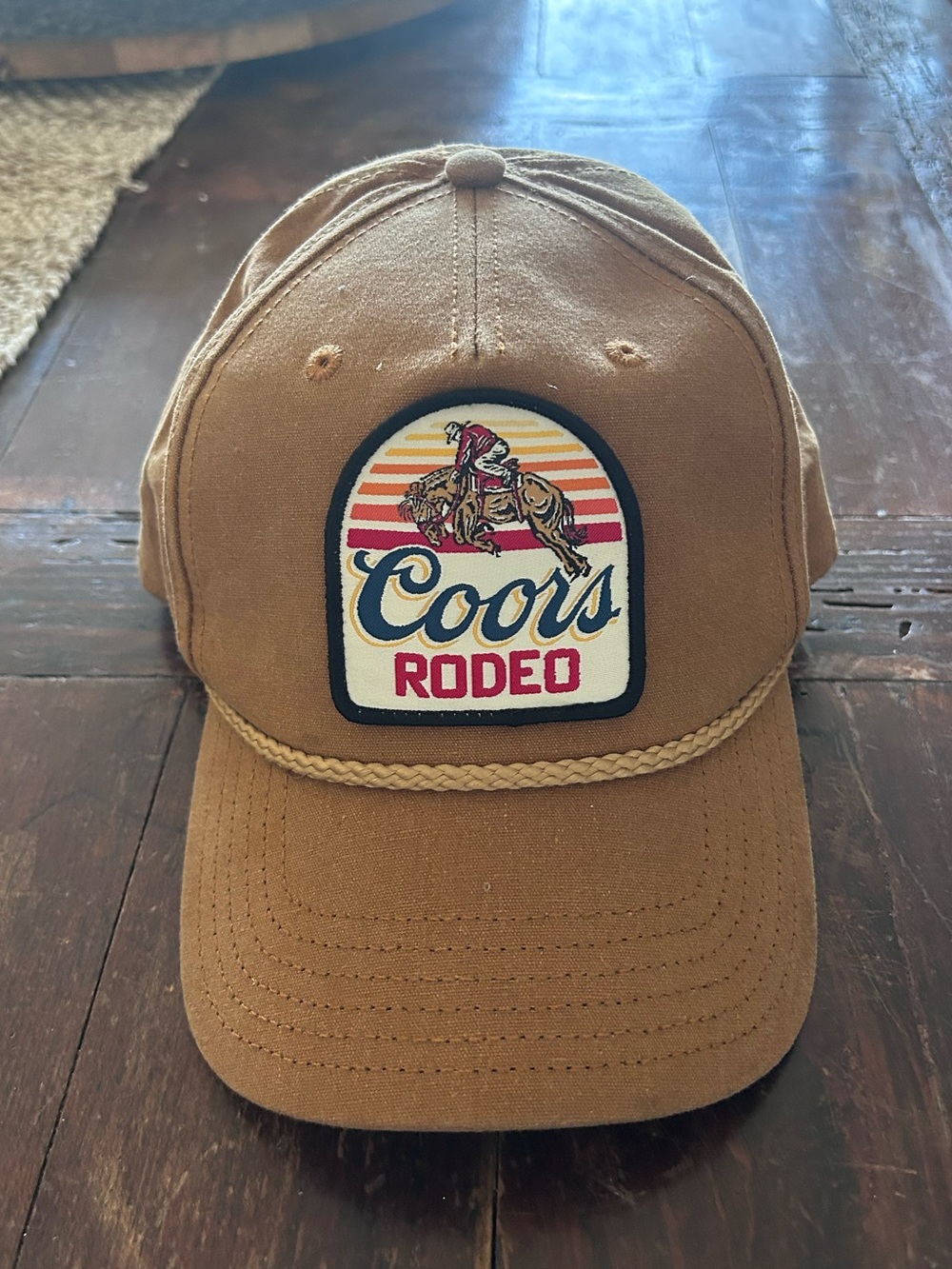 Coors Banquet Rodeo Brown Canvas Rope Snapback Hat Adjustable